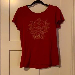 Red graphic “peace” tee